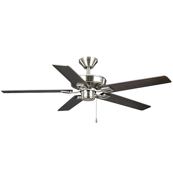 Seasons Quick Install Markan 52" Brushed Nickel Indoor/Outdoor Ceiling Fan, Reversible Pewter Oak/Sable Oak 5-Blade