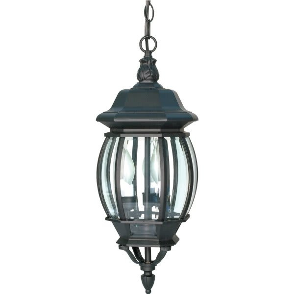 Satco Nuvo Central Park 7.38 X 20 In. 3-Light Outdoor Lantern (Black)