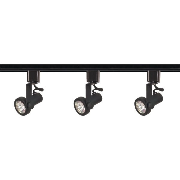 Satco Nuvo Black Three-Light Mr16 Line Voltage Gimbal Ring Track Kit