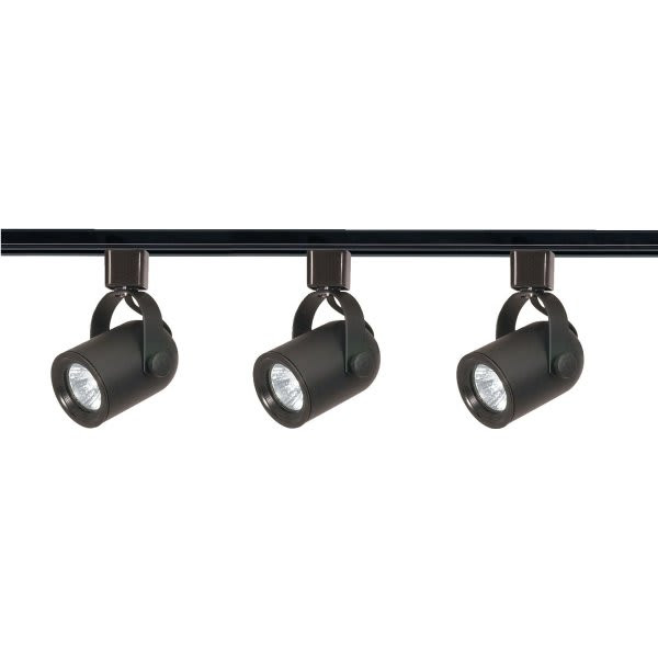 Satco Nuvo Black Three-Light Mr16 Line Voltage Round Back Track Kit