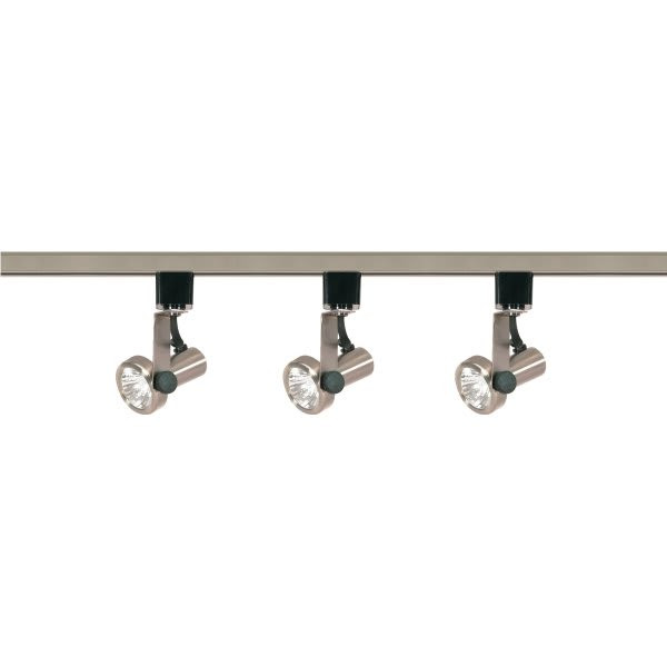 Satco Nuvo Brushed Nickel Three-Light Mr16 Line Voltage Gimbal Ring Track Kit