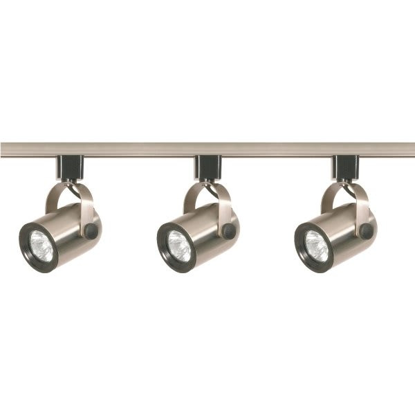 Satco Nuvo Brushed Nickel Three-Light Mr16 Line Voltage Round Back Track Kit