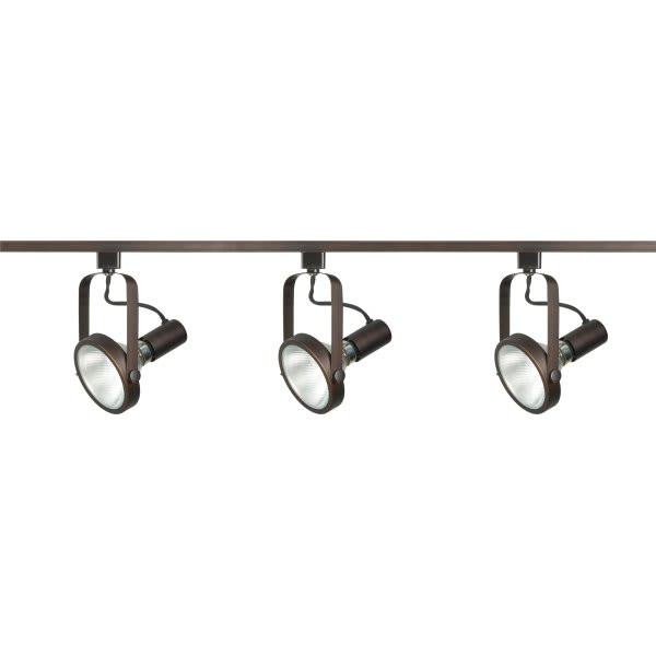 Satco Nuvo Russet Bronze Three-Light Par30 Gimbal Ring Track Kit
