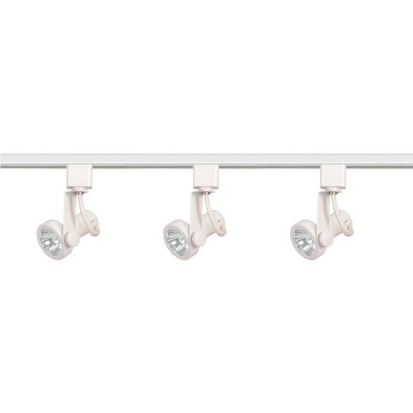 Satco Nuvo White Three-Light Mr16 Line Voltage Gimbal Ring Track Kit