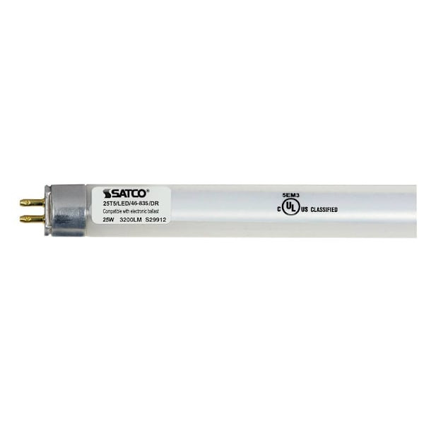 SATCO 48" LED T5 Linear Bulb, Type A Ballast, G5, 3500k, 25 Watts, Case Of 10