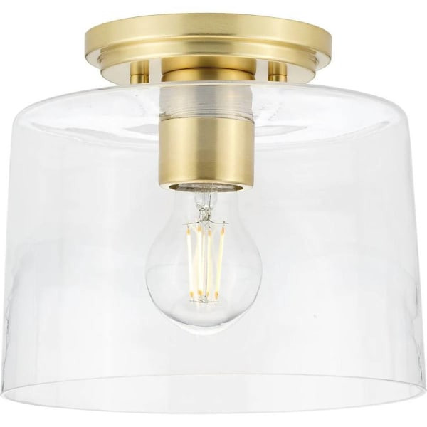Progress Lighting Adley 1-Light Indoor Flush Mount, 8.6", Satin Brass, Clear