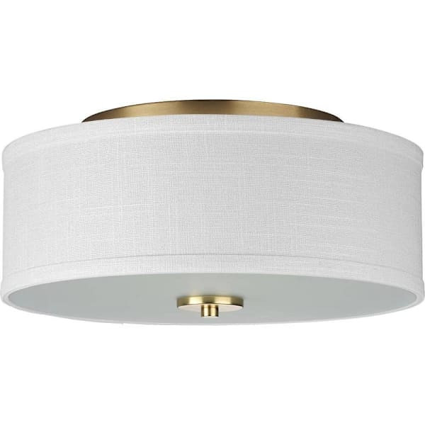 Progress Lighting Inspire 2-Light Indoor Flush Mount, 13", Satin Brass