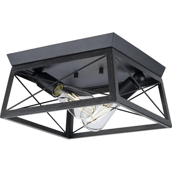 Progress Lighting Briarwood 2-Light Indoor Flush Mount, 12", Cerused Black