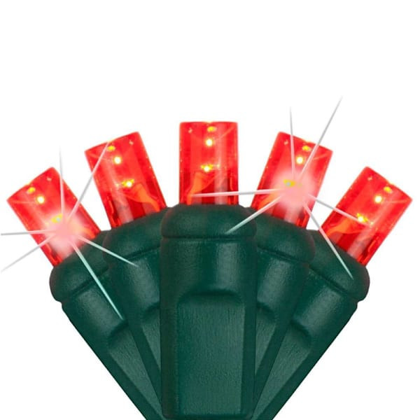 Wintergreen Lighting Softtwinkle 50 LED Christmas Lights, Green Wire, Red