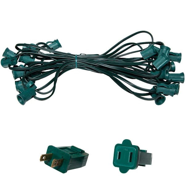Wintergreen Lighting C7 E12 Light Stringer, Commercial Grade, Green, 25' Length