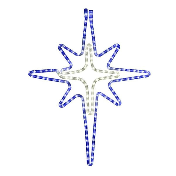 Wintergreen Lighting 28" Bethlehem Star With Cross Center, Blue And Cool White