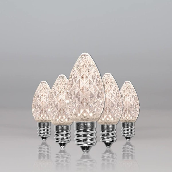 Wintergreen Lighting C7 Opticore LED Faceted Bulbs, E12, Dimmable, Warm White