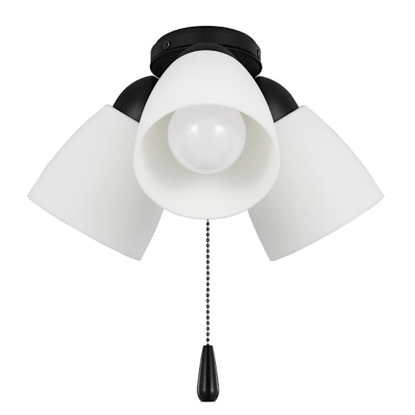 Seasons Universal 3-Light Shatter-Resistant Pull-Chain Ceiling Fan Multi-Shade LED Light Kit In Matte Black