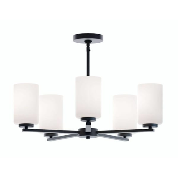 Afx Leo 24" Five-Light Medium Base Pendant, Black