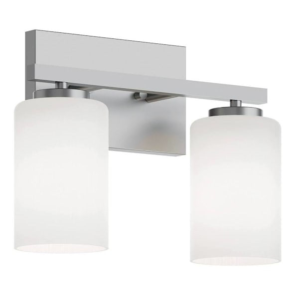 Afx Leo 13" 2-Light Vanity With Frosted Glass, Medium Base, Satin Nickel