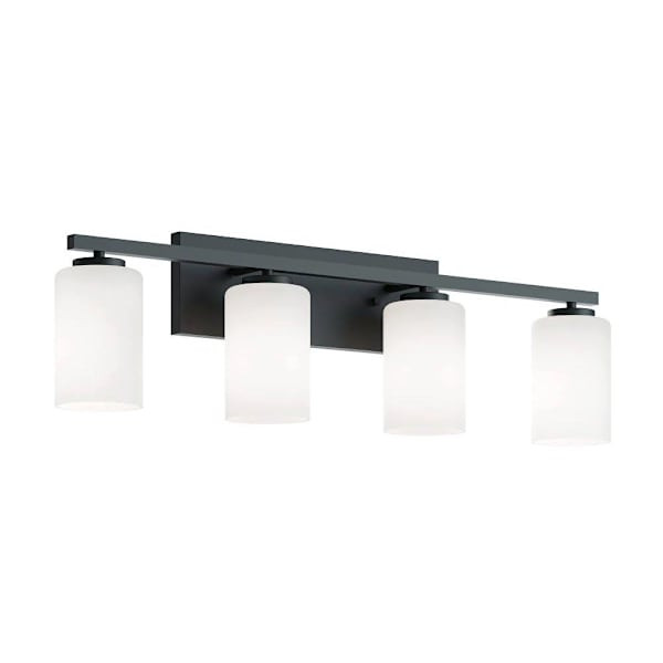 Afx Leo 31" 4-Light Vanity With Frosted Glass, Medium Base, Black
