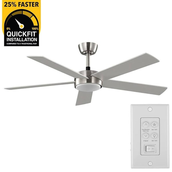 Seasons Brooklyn 44" Matte Black LED Ceiling Fan, Matte Black/Walnut Blades