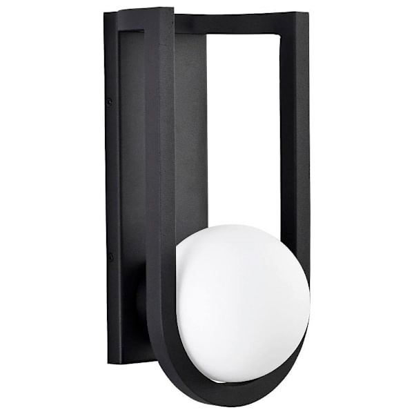 SATCO Cradle 15" LED Large Wall Lantern With White Opal Glass, Matte Black