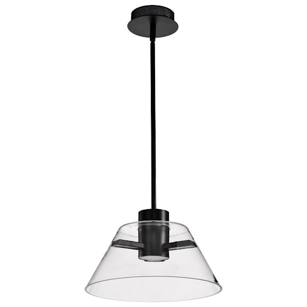 SATCO Edmond 14" LED Pendant With Clear Glass, 3000k, 12 Watts, Matte Black