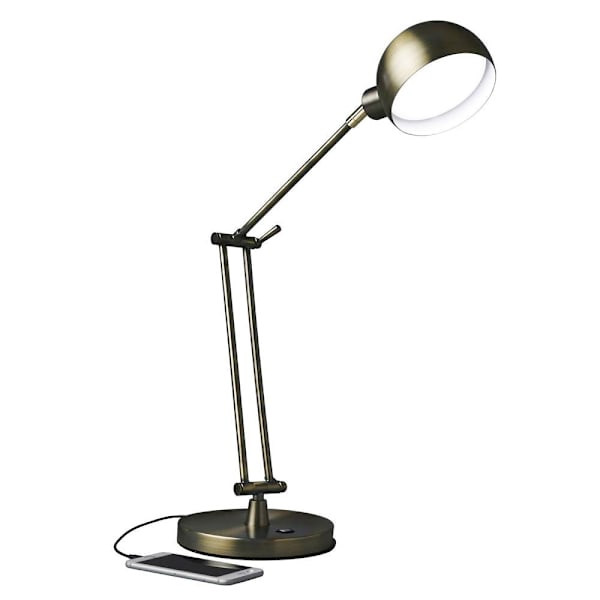 Advantus Ottlite Refine LED Desk Lamp With USB Charging, Antique Bronze