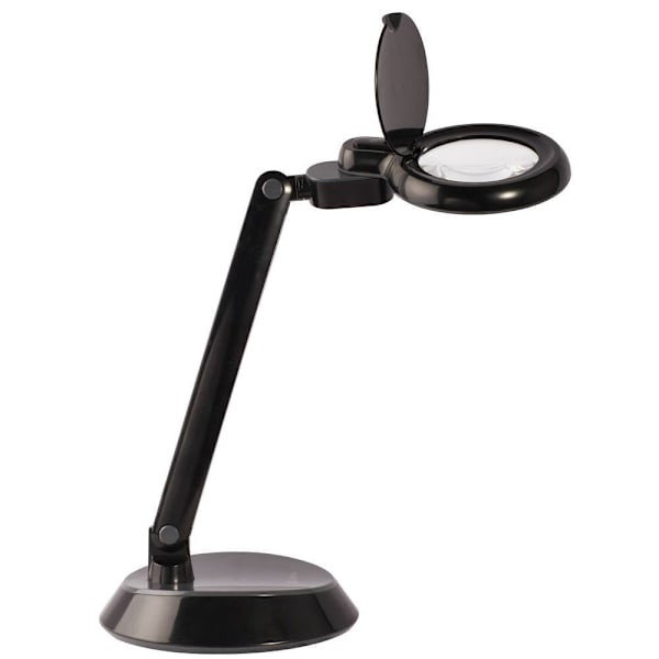 Advantus Ottlite Space-Saving LED Magnifier Desk Lamp, Clearsun, Black