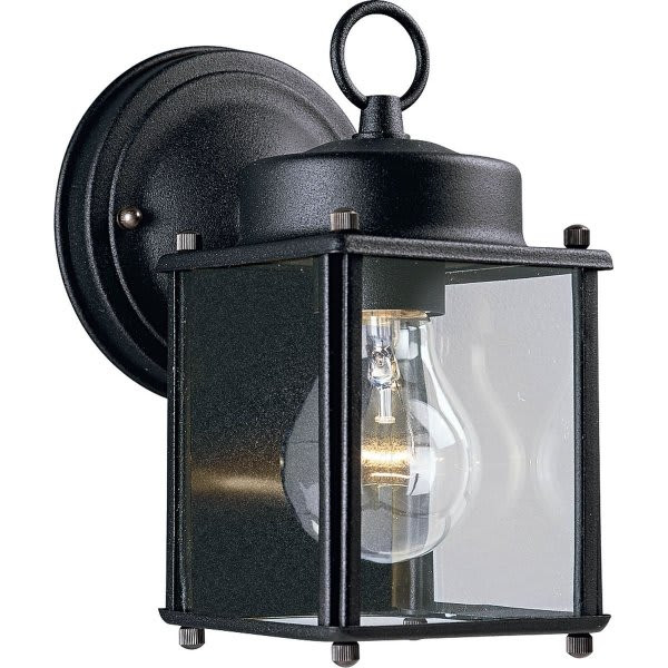Progress Lighting Flat Glass Lantern 4.56 X 8.63 In. 1-Light Outdoor Lantern (Black)
