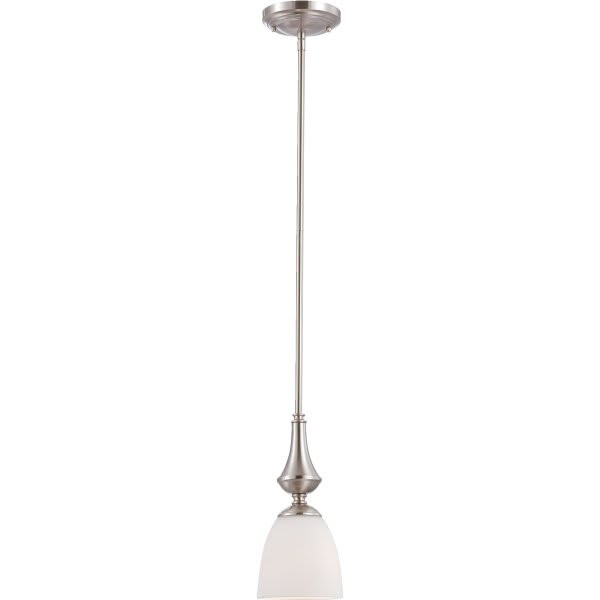 Satco 1-Light Mini-Pendant Brushed Nickel Fixture With Adjustable Frosted Glass