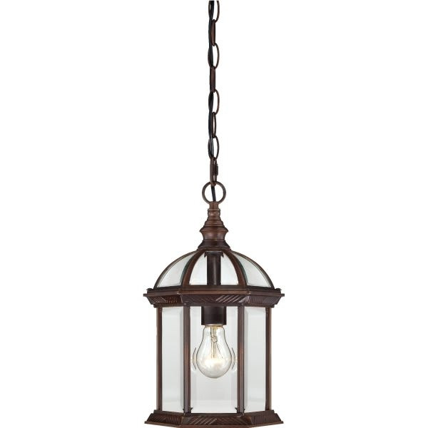 Nuvo Lighting Boxwood 8 In. 1-Light Beveled Outdoor Pendant Fixture (Rustic Bronze)
