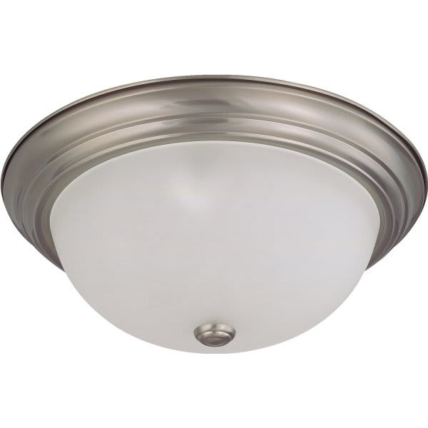 Satco 15 In. 3-Light Incandescent Flush Mount Light (Brushed Nickel)
