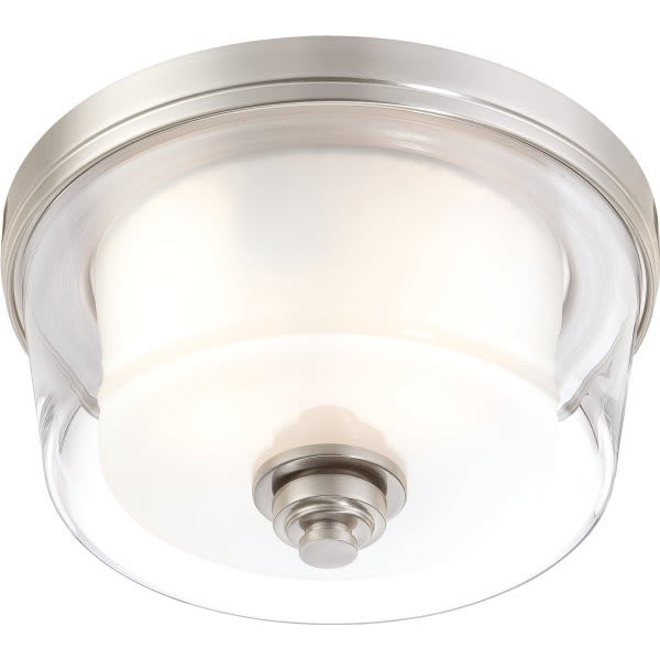 Satco Decker 2-Light Incandescent Flush Mount Light (Brushed Nickel)