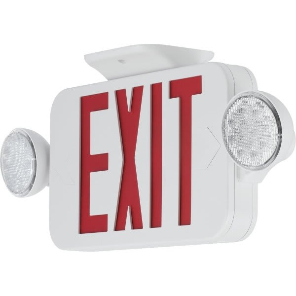 Progress Lighting Led White Exit Signs, Red Lettering With Two Bulbs