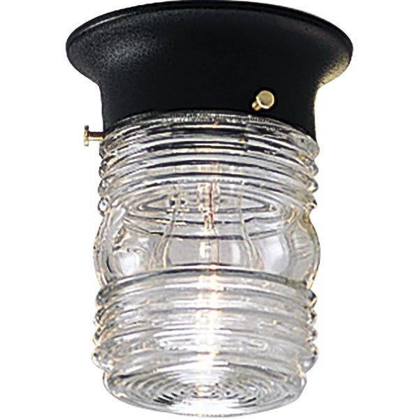 Progress Lighting Led Utility Lantern Black One-Light Flush Mount Fixture