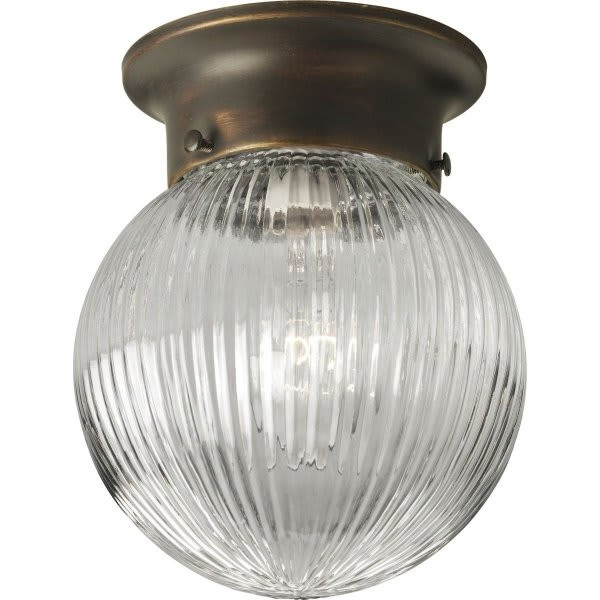 Progress Lighting 7 In. 1-Light Incandescent Flush Mount Light (Bronze)
