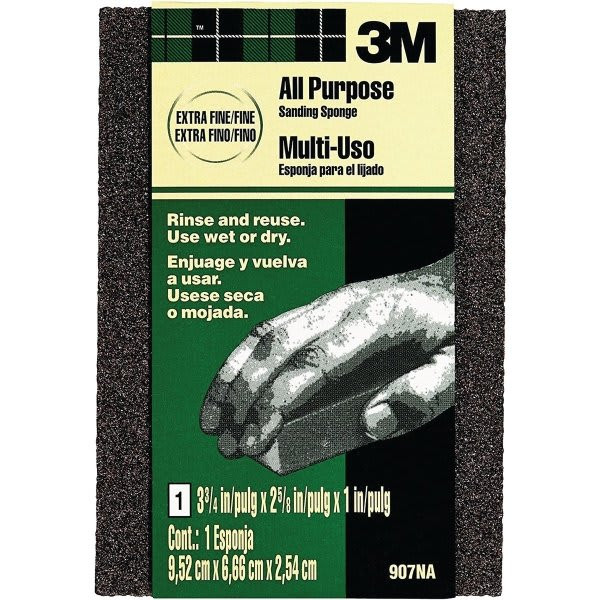 3m 907na 3-3/4" X 2-5/8" X 1" Extra Fine Sanding Sponge, Package Of 24