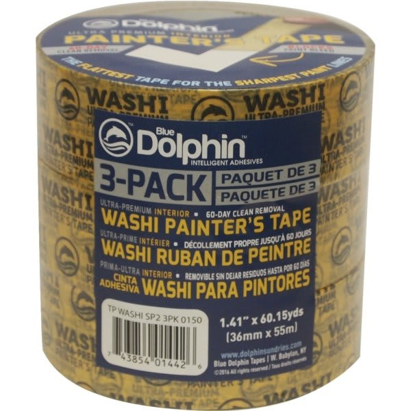 Blue Dolphin Washi Tape 1.41" X 60.15 Yds. 8 Packs Of 3 Case Of 24