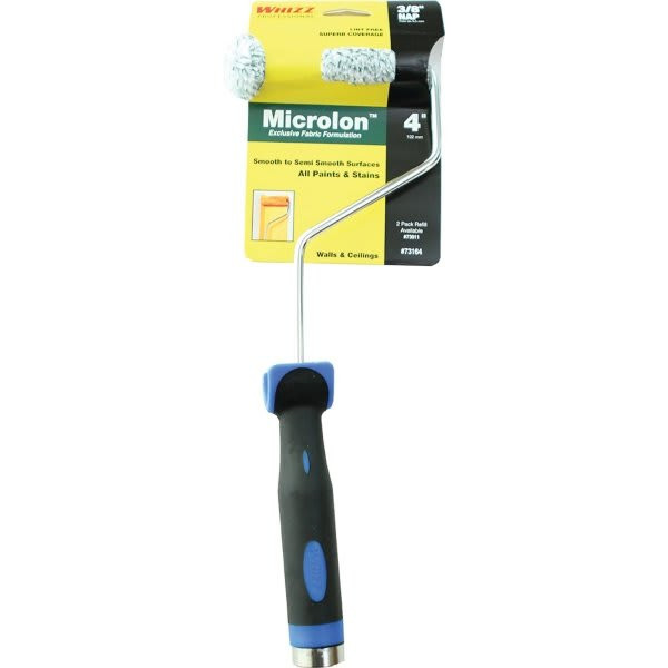 Whizz 4" Microlon Mini Roller Cover, 13" Soft Touch Handle, 3/8" Nap, Case Of 10