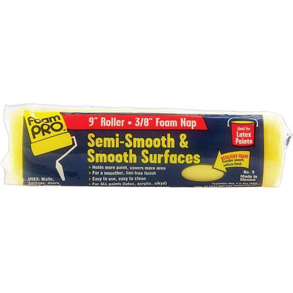 Foampro Mfg 9 9" X 3/8" Smooth And Semi Smooth Surface Foam Roller Cover, Case Of 12