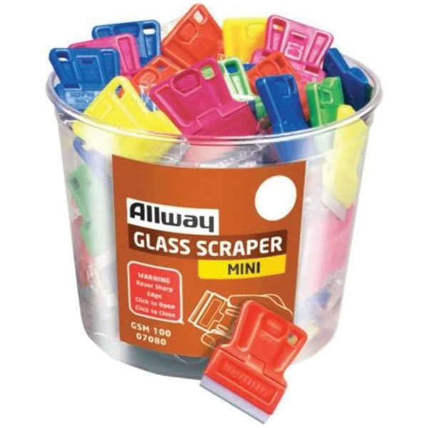 Allway Tools Gsm100 Mini Glass Scraper Uncarded Bucket, Case Of 100