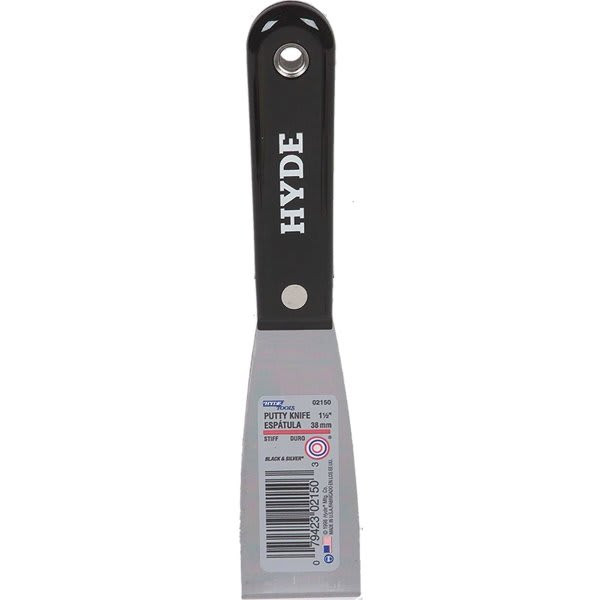 Hyde 02150 1-1/2" Black And Silver Stiff Putty Knife, Case Of 5