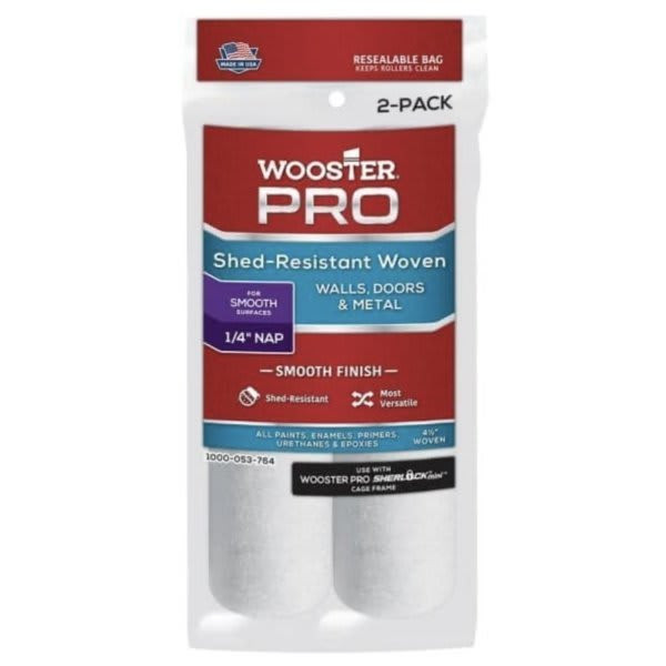 Wooster Pro 4-1/2" X 1/4" High-Density Woven Mini Roller Covers, Package Of 2