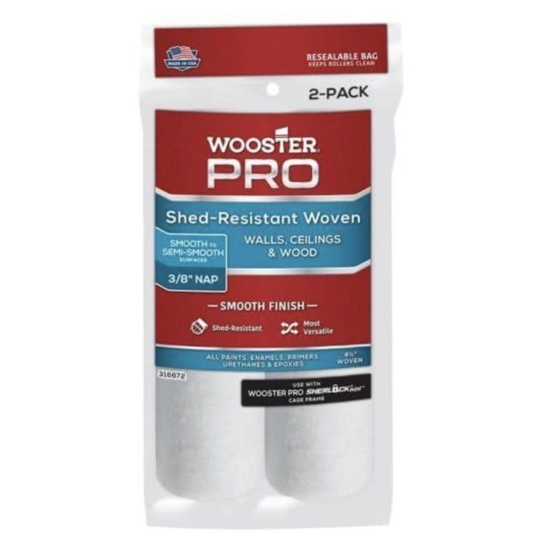 Wooster Pro 4-1/2" X 3/8" High-Density Woven Cage Frame Roller, Package Of 2