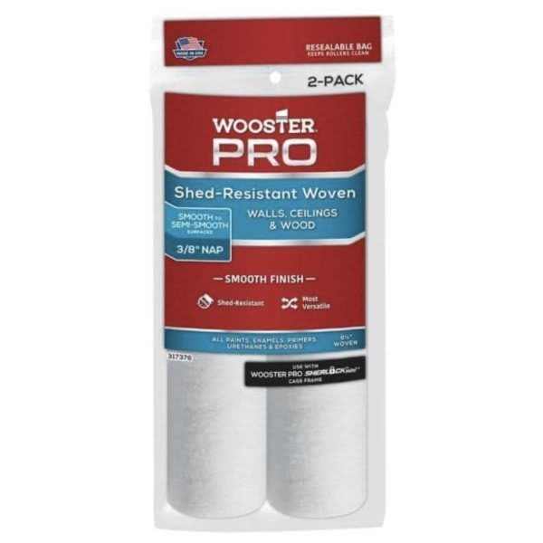 Wooster Pro 6-1/2" X 3/8" High-Density Woven Cage Frame Roller, Package Of 2