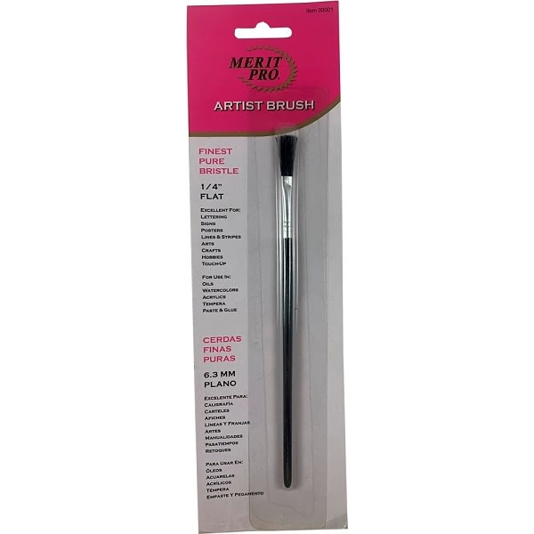 Merit Pro 00001 #1/4 Flat Pure Bristle Artist Brush