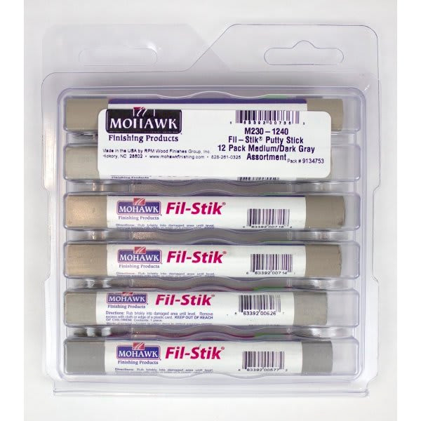 Mohawk Finishing Products Fil-Stik, Medium/Dark Gray Assortment, Package Of 12