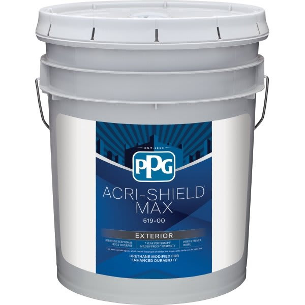 Ppg Architectural Finishes Acri-Shield Max Eggshell Paint, White Pastel, 5 Gal