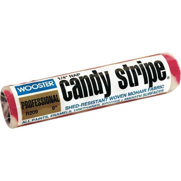 Wooster R209 9" Candy Stripe 1/4" Nap Roller Cover, Package Of 12