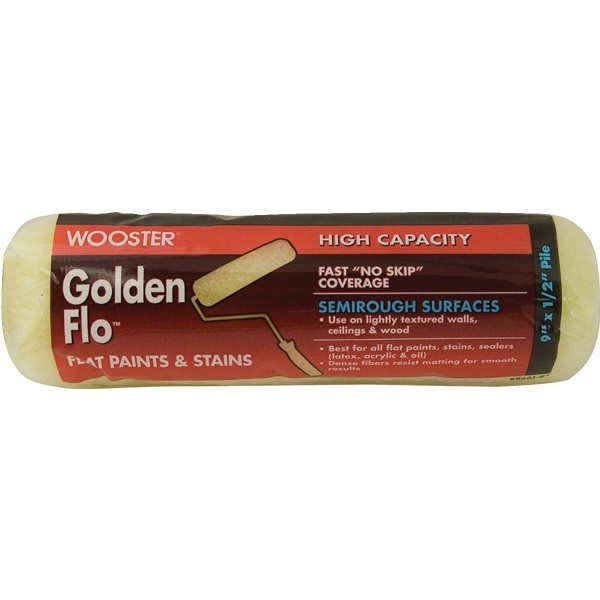 Wooster Rr661 9" Golden Flo 1/2" Nap Roller Cover, Package Of 12