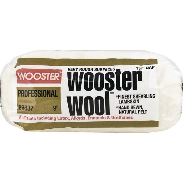 Wooster Rr637 9" Wooster Wool 1-1/2" Nap Roller Cover, Package Of 12