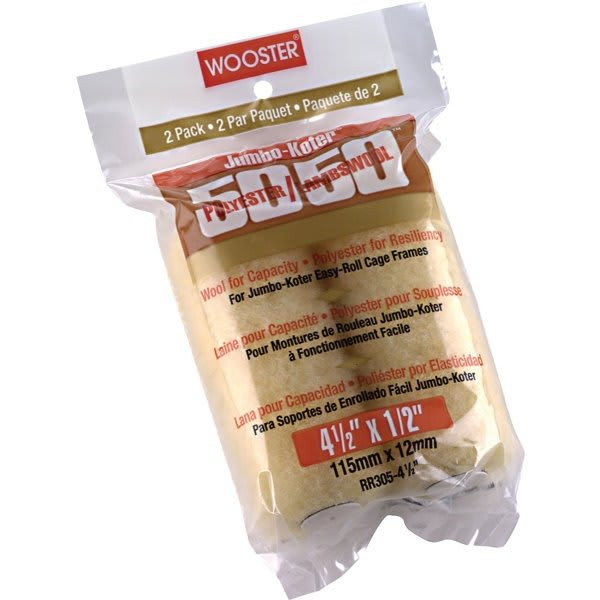 Wooster Rr305 4-1/2" Jumbo-Koter 50/50 1/2" Nap Miniroller Cover, Package Of 12