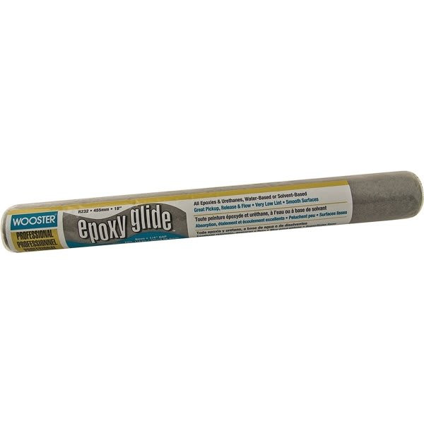 Wooster R232 18" Epoxy Glide 1/4" Nap Roller Cover, Package Of 6